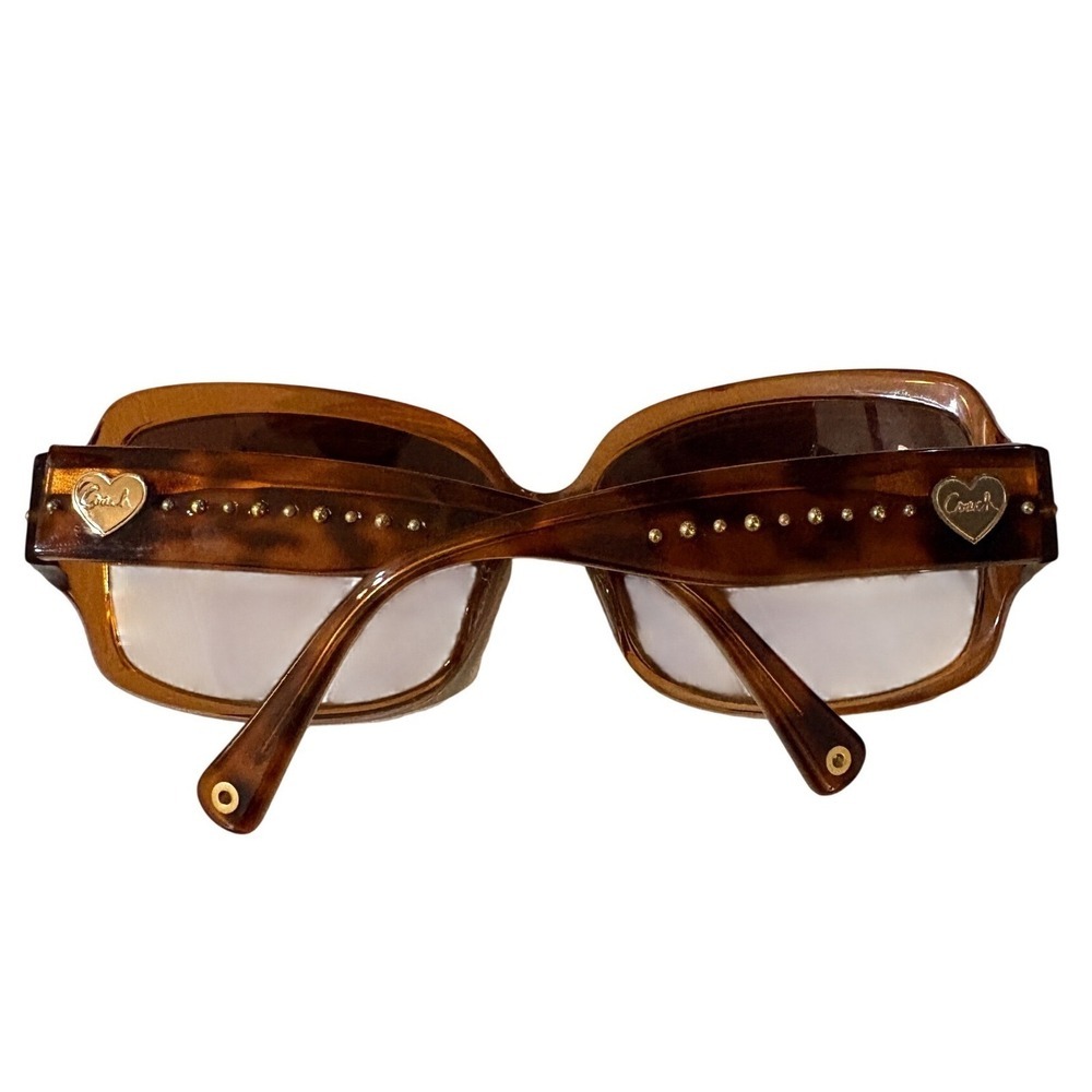 Coach Valentina S704A Oversized Square Petite Sunglasses Amber Tortoise Case - Picture 4 of 11